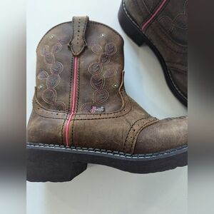 Justin Boots Leather Western Footwear Gypsy Brown 3D Girls Light Up